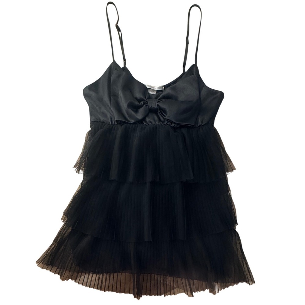 Victorias Secret Black Tulle Tiered Babydoll Slip Dress Bow 10819530 Womens S